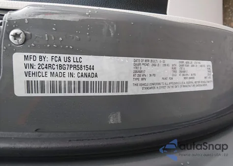 2023 Chrysler Pacifica Touring L из США, поврежденный, VIN 2C4RC1BG7PR581544